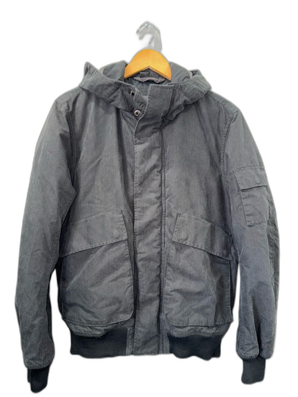 L.O.G.G. Men's Hooded Bomber Jacket Size Medium Gray Color has Hood !